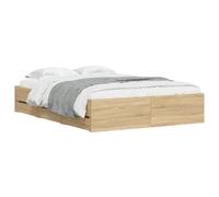 vidaXL Cama con cajones, madera de ingeniería, roble Sonoma, 135x190 cm