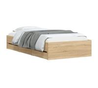 vidaXL Cama con Cajones, Somier de Listones, Armazón Base de Cama, Mueble para Dormitorio, Madera de Ingeniería Roble Sonoma 100x200 cm