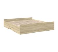 vidaXL Cama con cajones Somier doble de invitados Madera de ingeniería Roble Sonoma 180x200 cm
