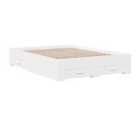 vidaXL Cama con cajones Somier doble de invitados Madera de ingeniería Blanco 120x200 cm