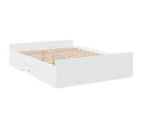 vidaXL Cama con cajones, somier doble de invitados, madera de ingeniería blanco 135x190 cm
