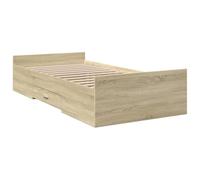 vidaXL Cama con cajones Somier individual Madera de ingeniería Roble Sonoma 90x190 cm