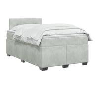 vidaXL Cama con canapé Spring, colchón y LED gris claro terciopelo