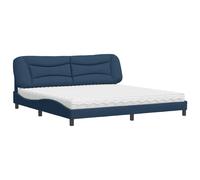 vidaXL Cama con colchón Hvar tela azul 200x200 cm