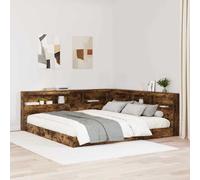 vidaXL Cama con Estantería con estante Roble ahumado 180 x 200 cm