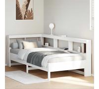 vidaXL Cama con estantería sin colchón madera maciza blanca 100x200 cm