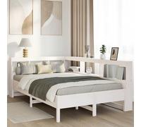 vidaXL Cama con estantería sin colchón madera maciza blanca 120x200 cm