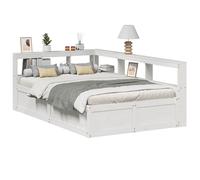 vidaXL Cama con estantería sin colchón madera maciza blanca 135x190 cm