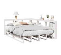vidaXL Cama con estantería sin colchón madera maciza blanca 140x190 cm