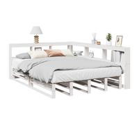 vidaXL Cama con estantería sin colchón madera maciza blanca 140x200 cm