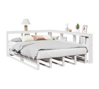 vidaXL Cama con estantería sin colchón madera maciza blanca 160x200 cm