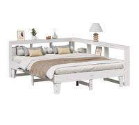 vidaXL Cama con estantería sin colchón madera maciza blanca 160x200 cm