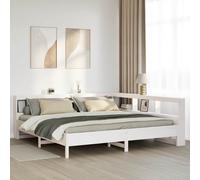 vidaXL Cama con estantería sin colchón madera maciza blanca 180x200 cm