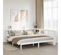 vidaXL Cama con estantería sin colchón madera maciza blanca 200x200 cm