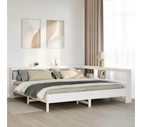 vidaXL Cama con estantería sin colchón madera maciza blanca 200x200 cm