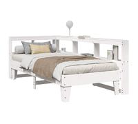 vidaXL Cama con estantería sin colchón madera maciza blanca 75x190 cm