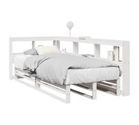 vidaXL Cama con estantería sin colchón madera maciza blanco 90x200 cm
