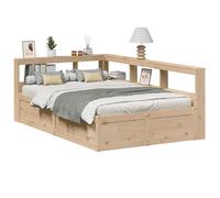 vidaXL Cama con estantería sin colchón madera maciza de pino 135x190cm