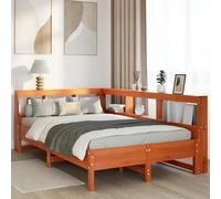 vidaXL Cama con estantería sin colchón madera maciza marrón 120x190 cm