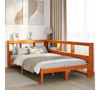 vidaXL Cama con estantería sin colchón madera maciza marrón 120x190 cm