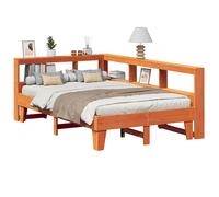 vidaXL Cama con estantería sin colchón madera maciza marrón 135x190cm