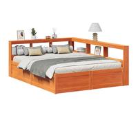 vidaXL Cama con estantería sin colchón madera maciza marrón 140x200 cm
