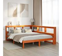 vidaXL Cama con estantería sin colchón madera maciza marrón 140x200 cm