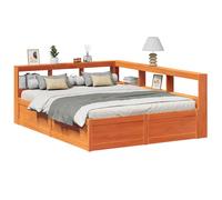 vidaXL Cama con estantería sin colchón madera maciza marrón 150x200 cm