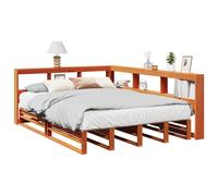 vidaXL Cama con estantería sin colchón madera maciza marrón 160x200 cm