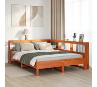 vidaXL Cama con estantería sin colchón madera maciza marrón 160x200 cm