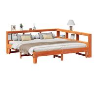 vidaXL Cama con estantería sin colchón madera maciza marrón 200x200 cm