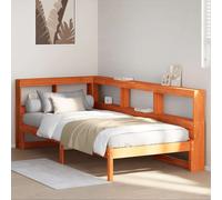 vidaXL Cama con estantería sin colchón madera maciza marrón 75x190 cm