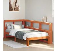 vidaXL Cama con estantería sin colchón madera maciza marrón 90x190 cm