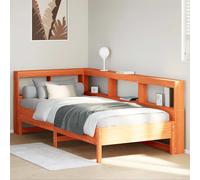 vidaXL Cama con estantería sin colchón madera maciza marrón 90x190 cm