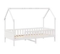vidaXL Cama con Forma de casa de niños Madera Maciza Blanca 90x190 cm, Estructura de Cama con Forma de casa para Hijos, Estructura de Cama, Estructura de Cama para Hijos