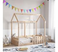 vidaXL Cama con forma de casa de niños madera maciza marrón 70x140 cm