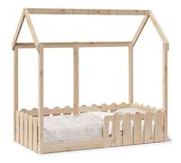 vidaXL Cama con forma de casa de niños madera maciza marrón 70x140 cm