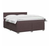 vidaXL Cama con somier con colchón, color marrón oscuro, 140 x 190 cm, tela