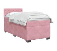 vidaXL Cama con somier con colchón y LED rosa 90 x 200 cm terciopelo | Iluminación versátil con tira LED USB, ajuste de altura con cabezal flexible, sensación equilibrada para todos