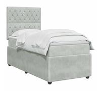 vidaXL Cama con somier LED con colchón, color gris claro, 100 x 200 cm | La tira LED integrada proporciona un ambiente fresco en el dormitorio, fácil acceso al espacio de almacenamiento debajo de la