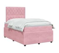 vidaXL Cama con somier LED con colchón, color rosa, 120 x 190 cm | La tira LED integrada proporciona un ambiente fresco en el dormitorio, fácil acceso al espacio de almacenamiento debajo de la