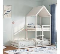 vidaXL Cama con techo madera maciza de pino blanco 90x200 cm