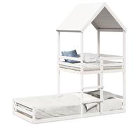 vidaXL Cama con techo madera maciza de pino blanco 90x200 cm