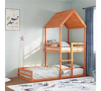 vidaXL Cama con techo madera maciza pino marrón 90x190 cm
