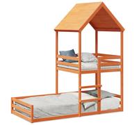 vidaXL Cama con techo madera maciza pino marrón 90x190 cm