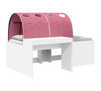 vidaXL Cama con Túnel 3 uds. Madera de ingeniería 100 x 203 cm Multicolor Blanco y rosa