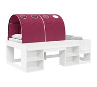 vidaXL Cama con túnel 3 uds. Madera de ingeniería 75 x 190 cm Multicolor Blanco y rojo