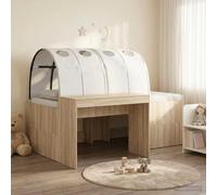 vidaXL Cama con túnel – Cama rectangular moderna con almacenaje, roble sonoma/blanco – 3 piezas