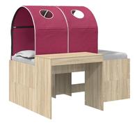 vidaXL Cama con túnel 3 piezas – Roble artesanal y rojo, compacta con espacio bajo