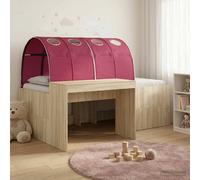 vidaXL Cama con túnel 3 piezas Madera de ingeniería 100 x 203 cm Roble Sonoma y rojo